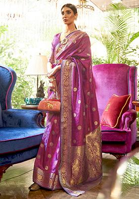 Purple Solid Silk Saree