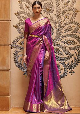 Purple Solid Silk Saree