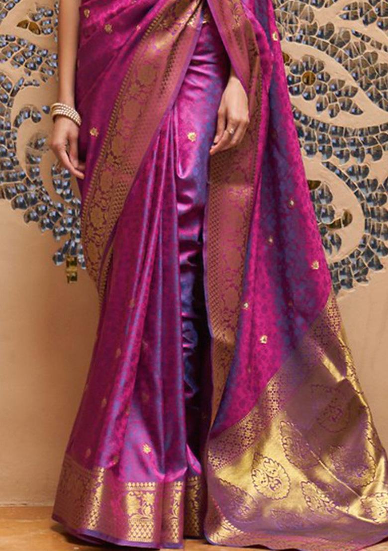 Purple Solid Silk Saree