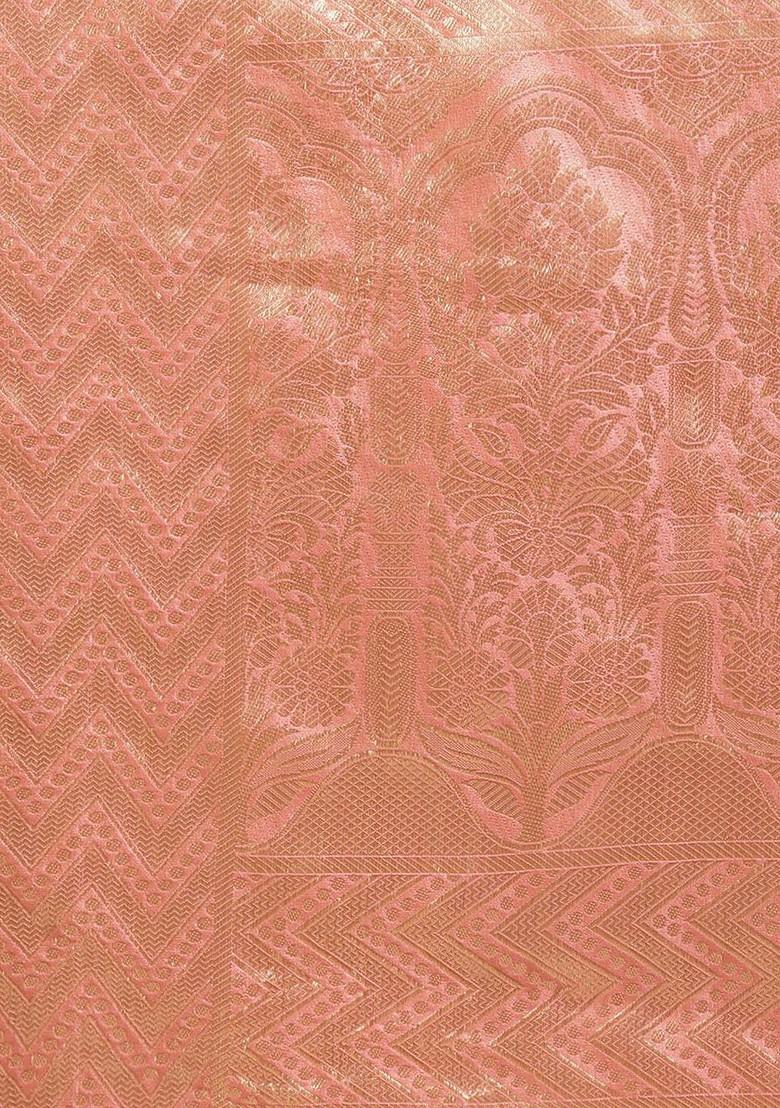 Pink Organza Poly Blend Sarees