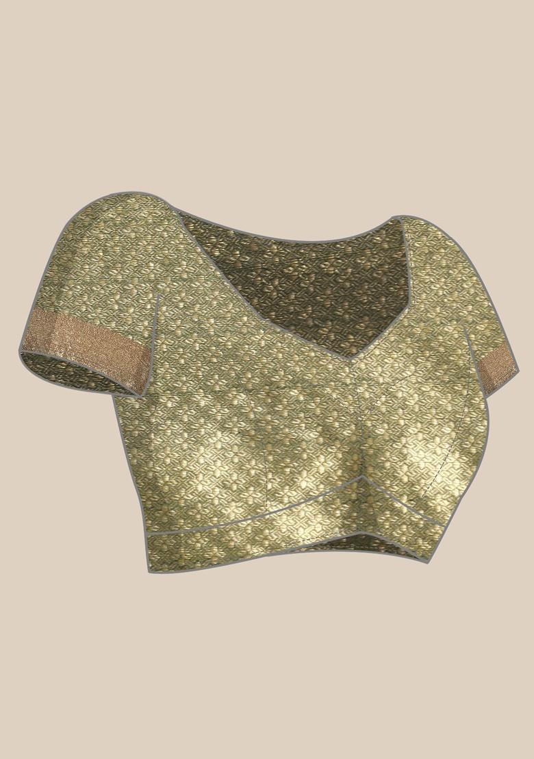 Green Organza Poly Blend Sarees