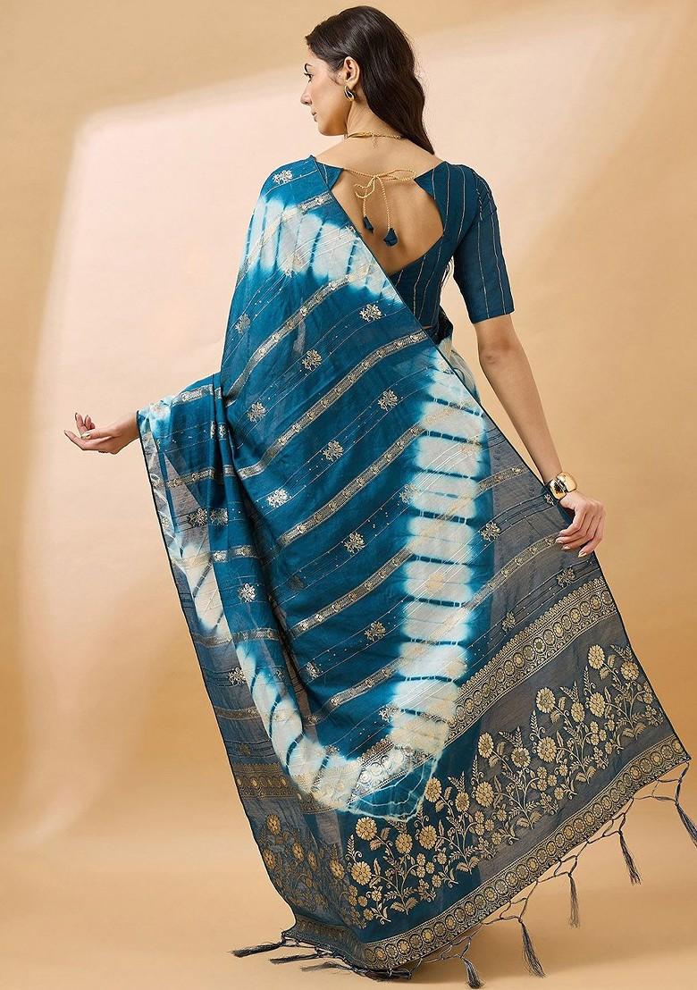 Green Embroidered Poly Blend Sarees