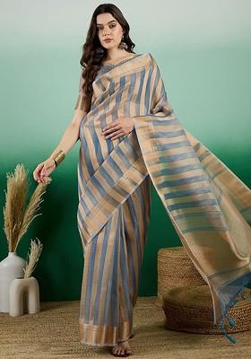 Green Organza Poly Blend Sarees