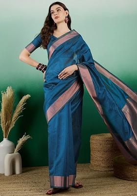 Green Organza Poly Blend Sarees