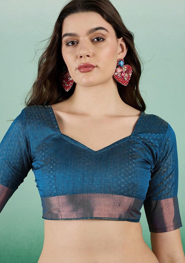 Green Organza Poly Blend Sarees