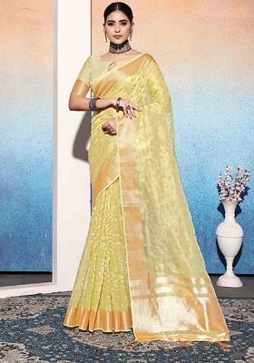 Green Embroidered Poly Blend Sarees
