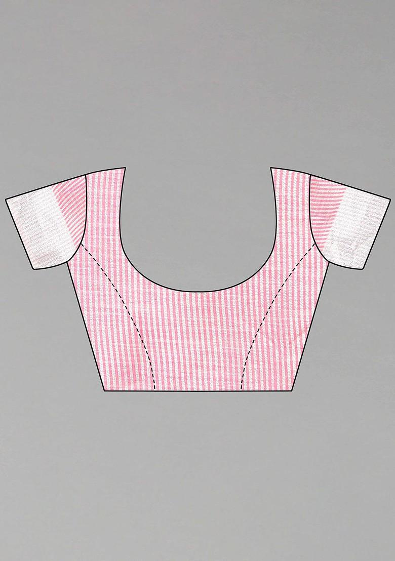 Pink Embroidered Poly Blend Sarees