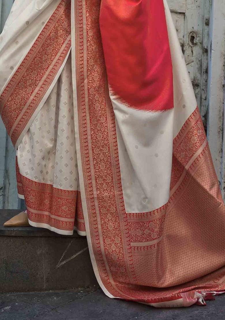 Beige Embroidered Poly Blend Sarees