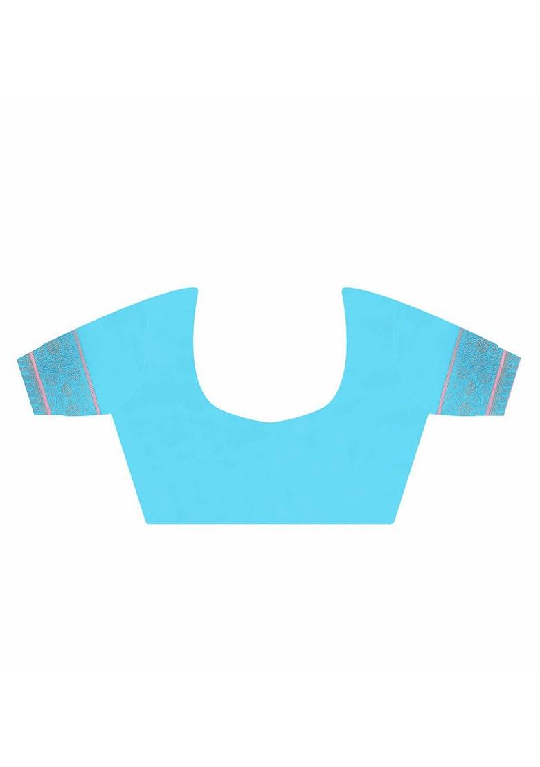 Peach Embroidered Poly Blend Sarees