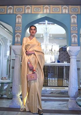 Beige Embroidered Poly Blend Sarees
