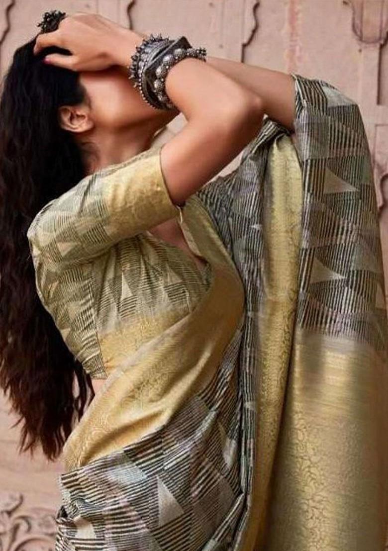 Beige Embroidered Poly Blend Sarees