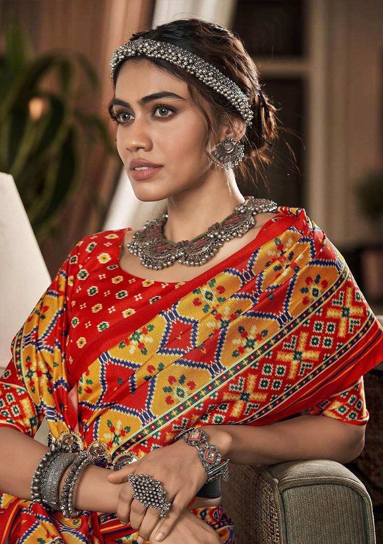 Yellow Embroidered Poly Blend Sarees