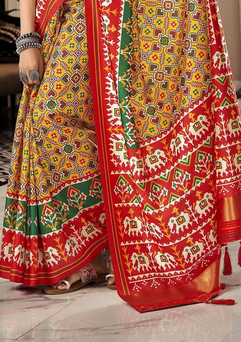 Yellow Embroidered Poly Blend Sarees