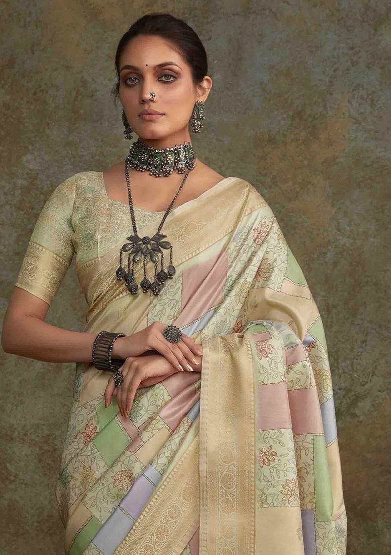 Pink Embroidered Poly Blend Sarees