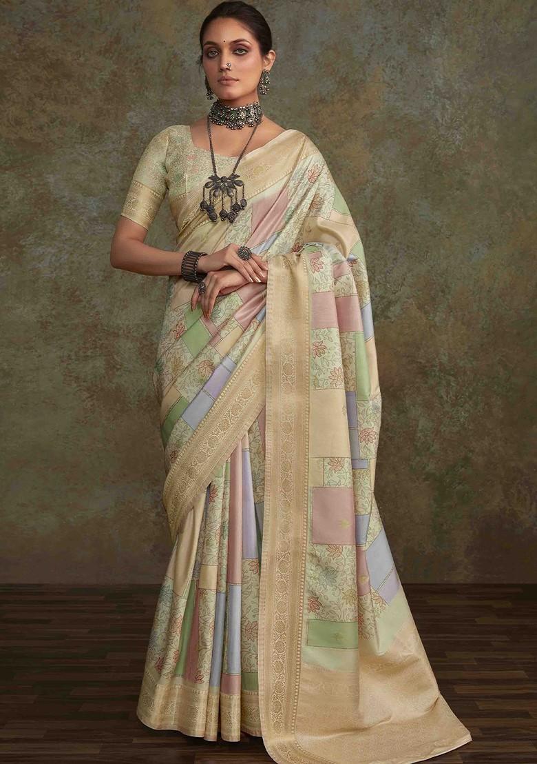 Pink Embroidered Poly Blend Sarees