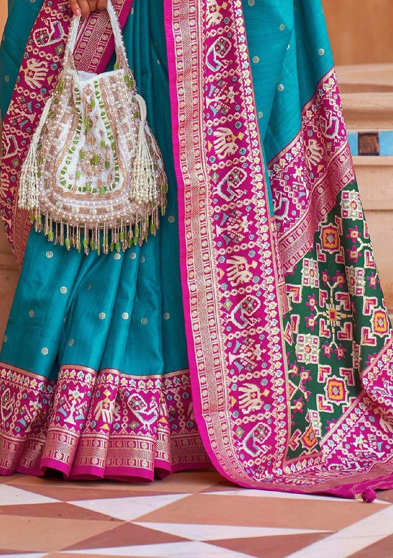 Green Embroidered Poly Blend Sarees