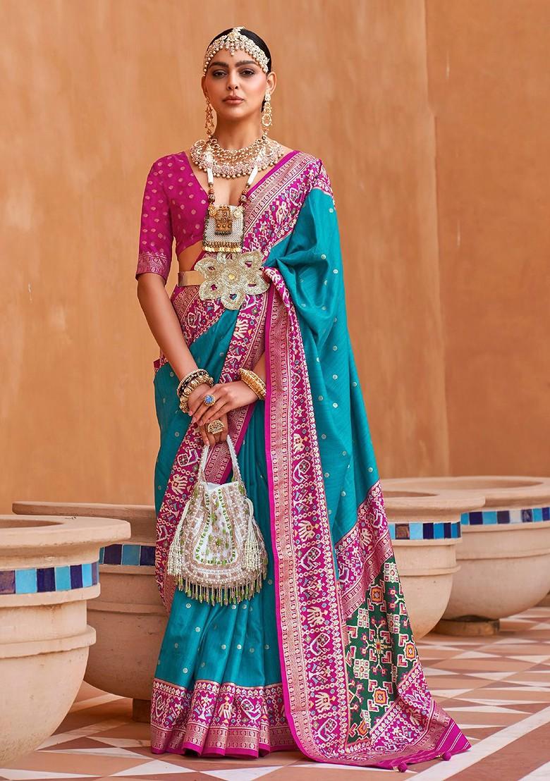 Green Embroidered Poly Blend Sarees