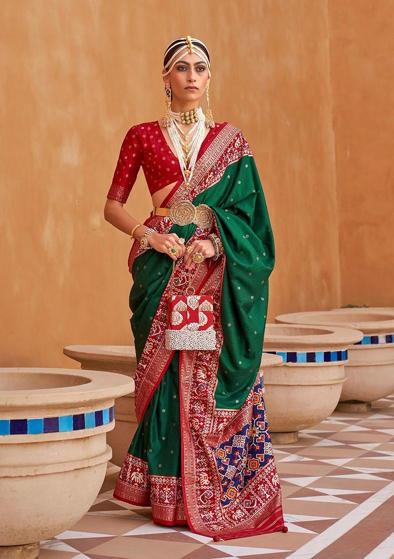 Green Embroidered Poly Blend Sarees