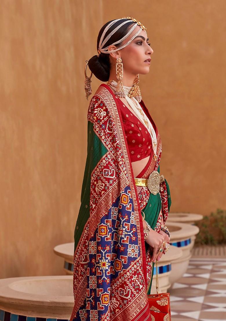 Green Embroidered Poly Blend Sarees