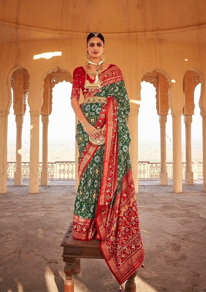 Green Embroidered Poly Blend Sarees