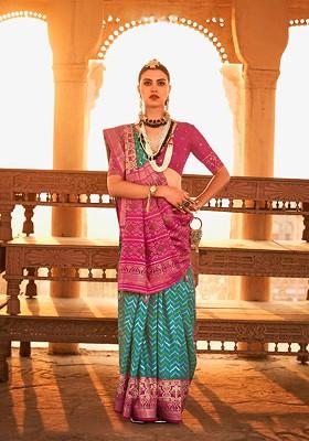 Green Embroidered Poly Blend Sarees