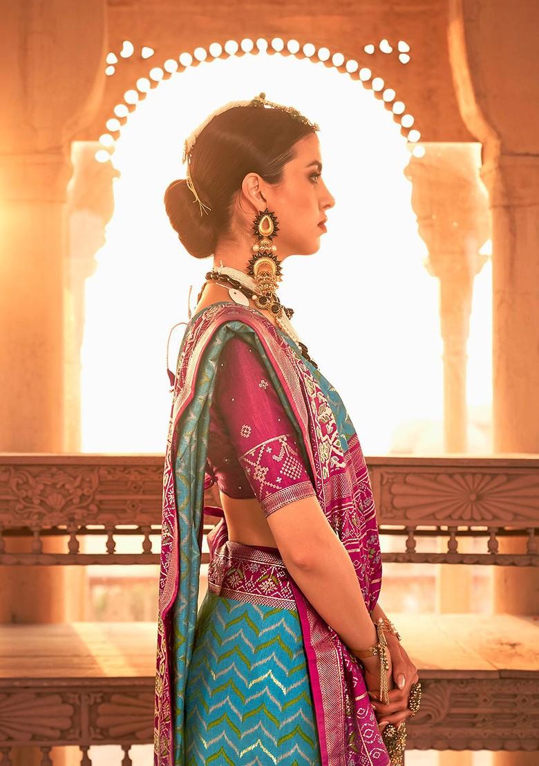 Green Embroidered Poly Blend Sarees