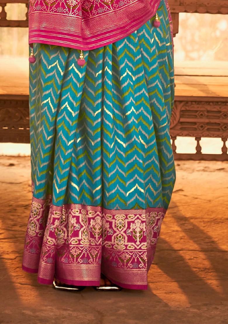 Green Embroidered Poly Blend Sarees