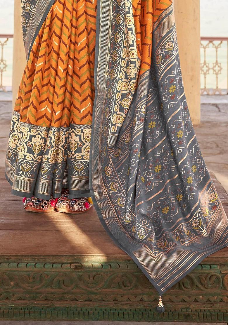 Yellow Embroidered Poly Blend Sarees