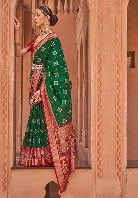 Green Embroidered Poly Blend Sarees