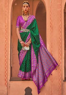 Green Embroidered Poly Blend Sarees