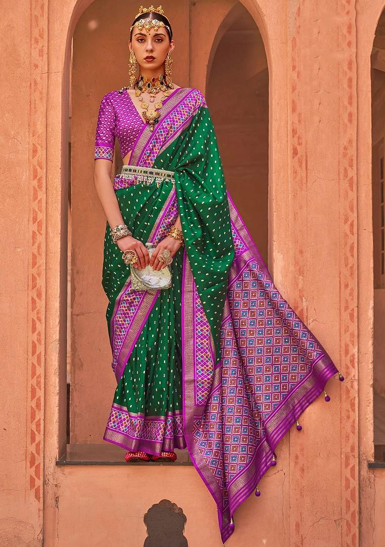 Green Embroidered Poly Blend Sarees