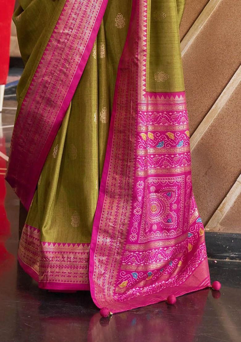 Green Embroidered Poly Blend Sarees