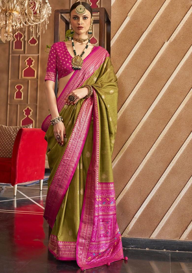 Green Embroidered Poly Blend Sarees