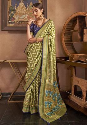 Green Embroidered Poly Blend Sarees