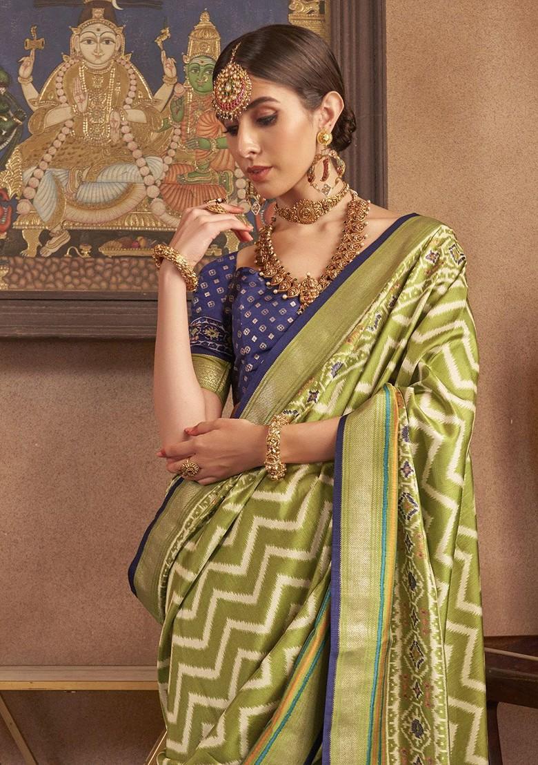 Green Embroidered Poly Blend Sarees