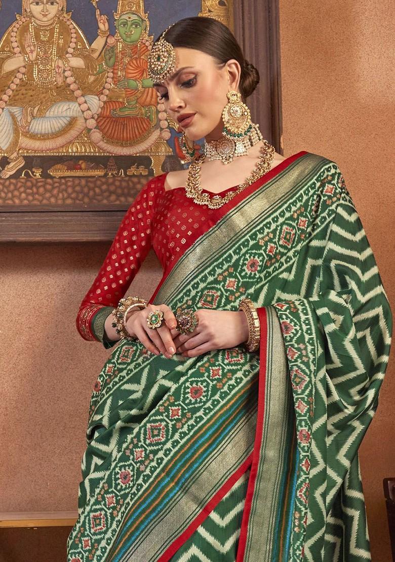 Green Embroidered Poly Blend Sarees