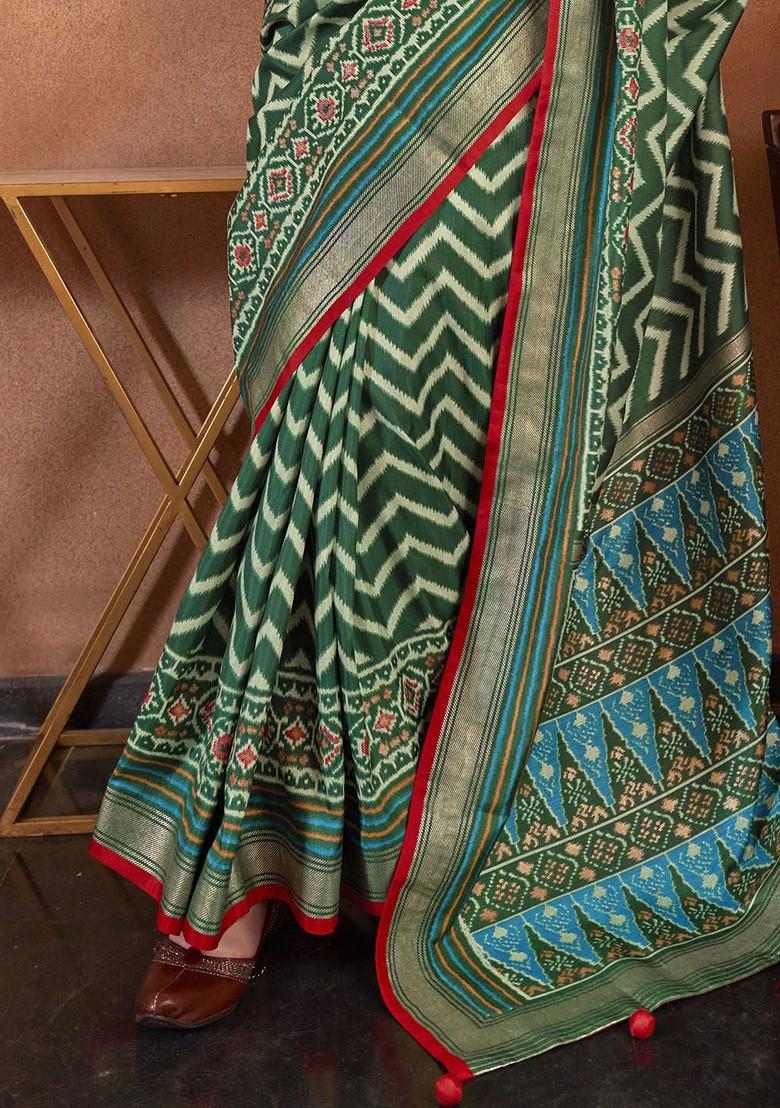 Green Embroidered Poly Blend Sarees