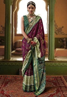 Pink Embroidered Poly Blend Sarees