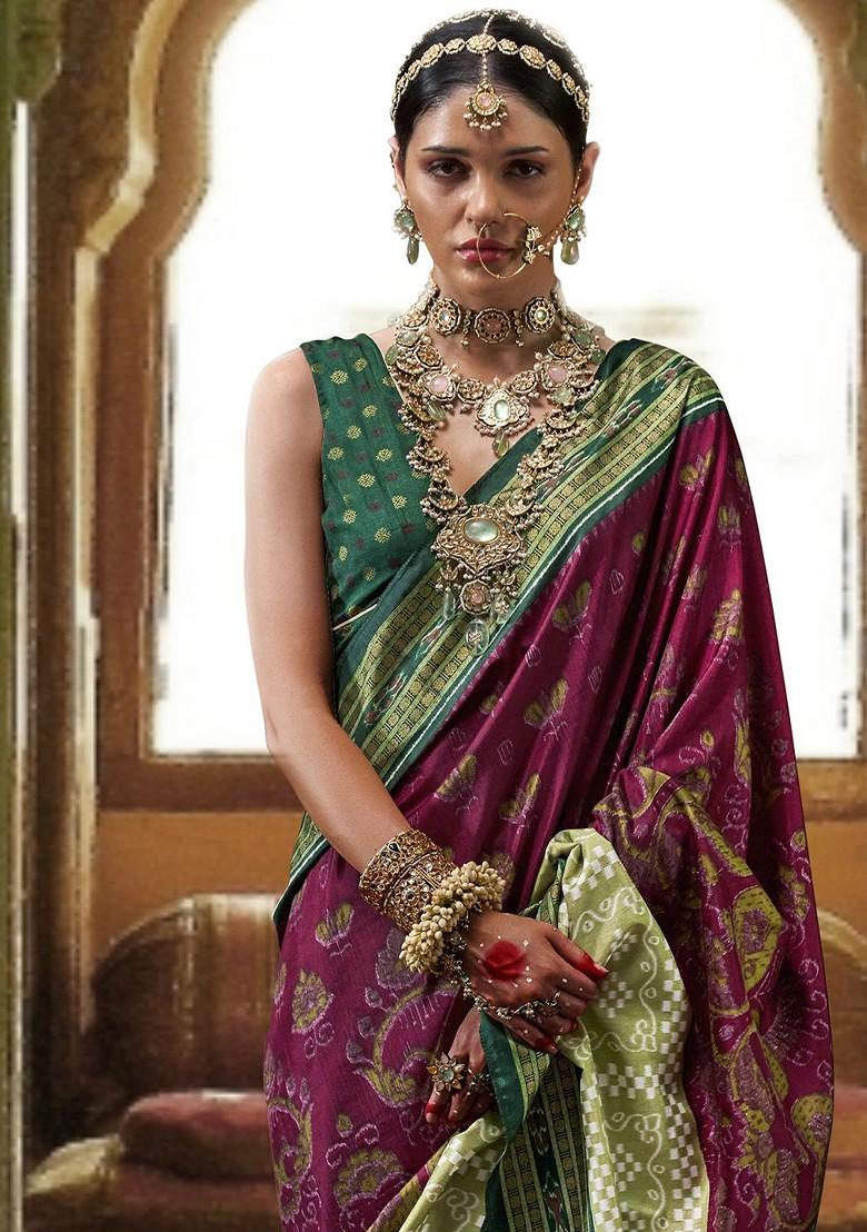 Pink Embroidered Poly Blend Sarees