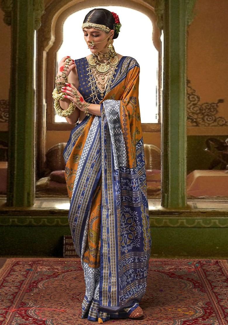 Yellow Embroidered Poly Blend Sarees