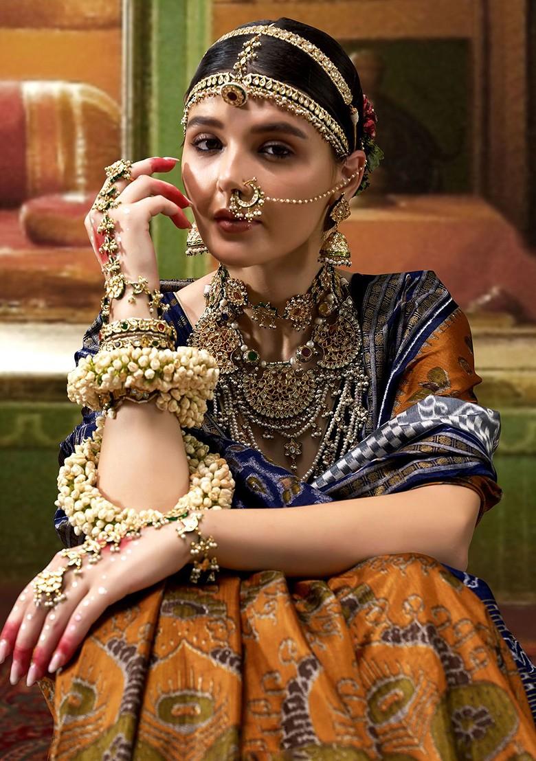 Yellow Embroidered Poly Blend Sarees