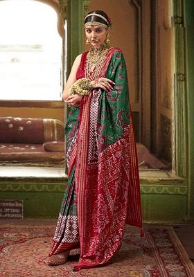 Green Embroidered Poly Blend Sarees