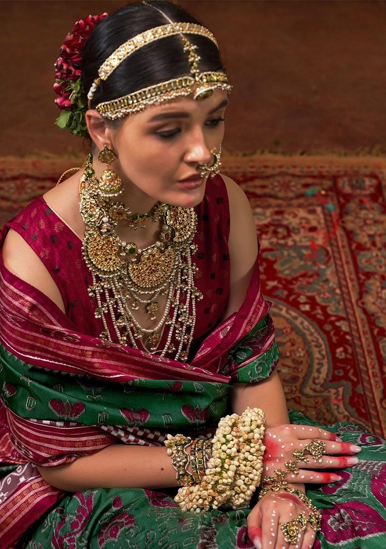 Green Embroidered Poly Blend Sarees