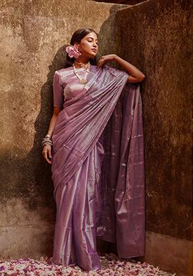 Lavender Solid Cotton Saree