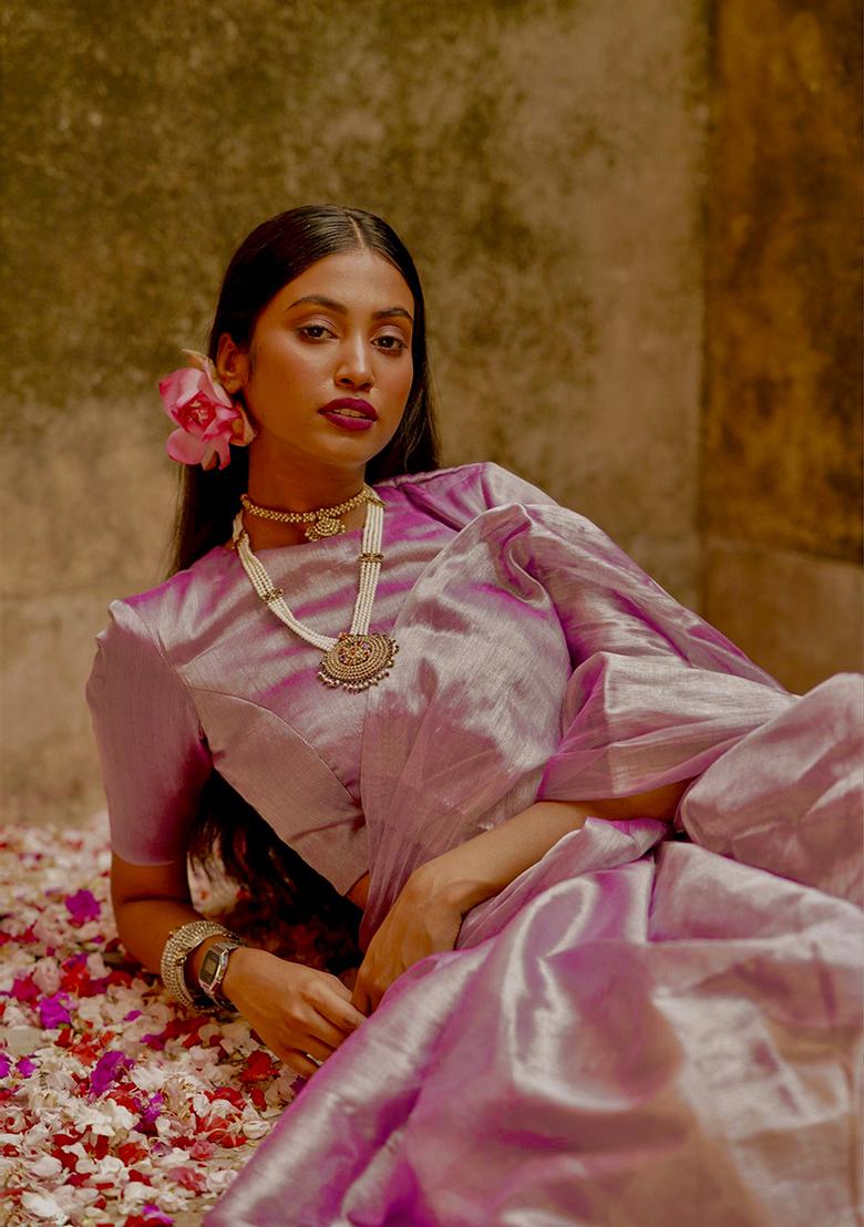 Lavender Solid Cotton Saree