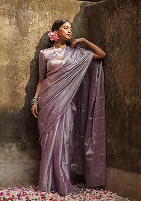 Lilac Solid Cotton Saree