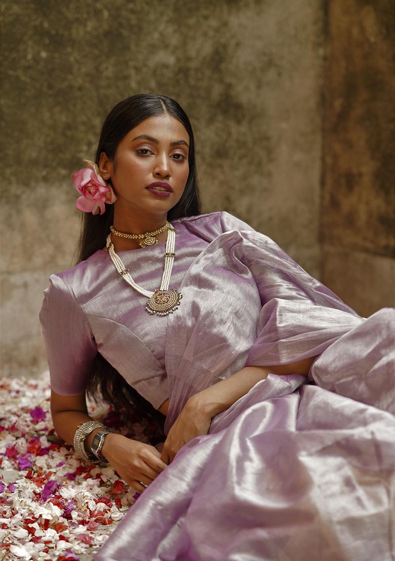 Lilac Solid Cotton Saree