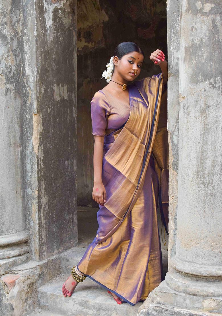 Purple Solid Cotton Saree