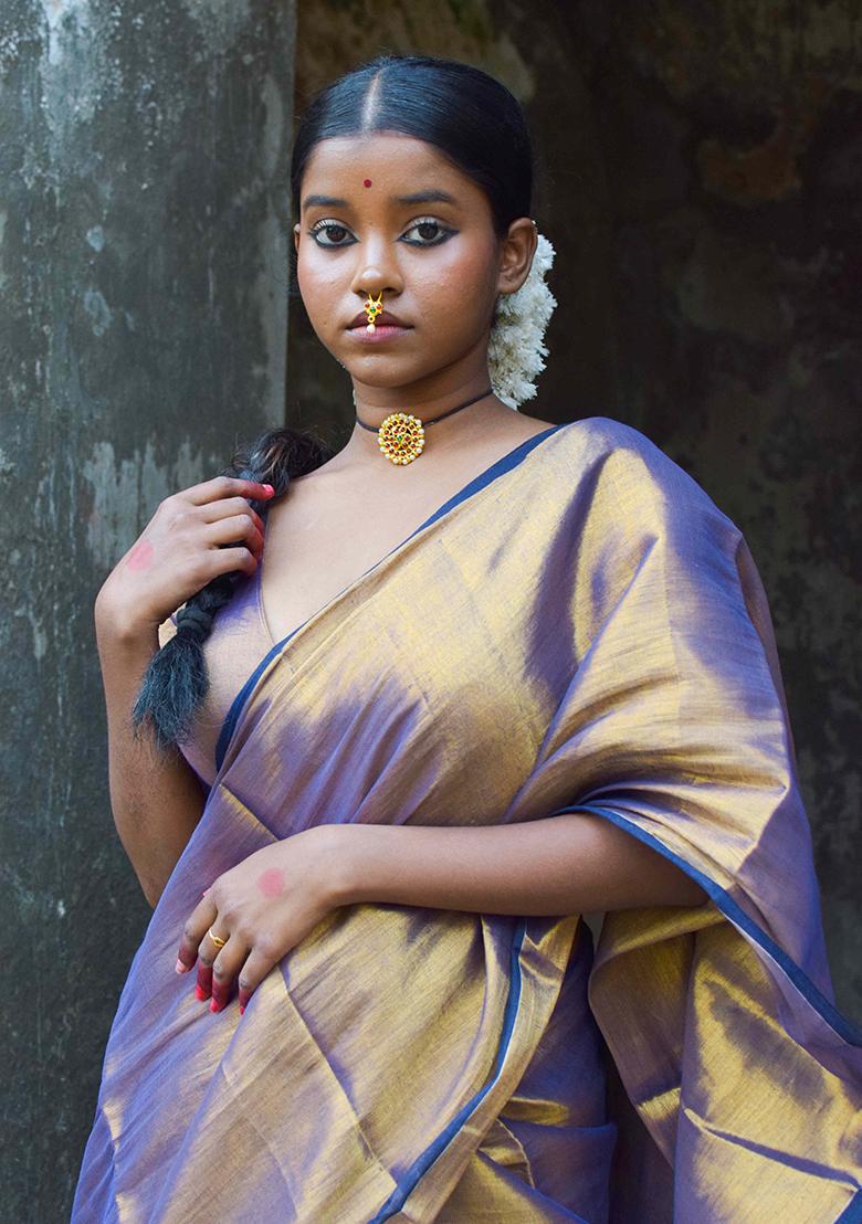 Purple Solid Cotton Saree