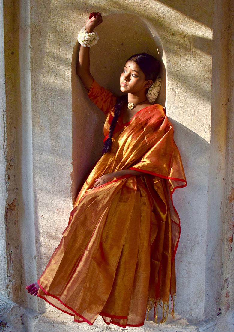 Red Solid Cotton Saree